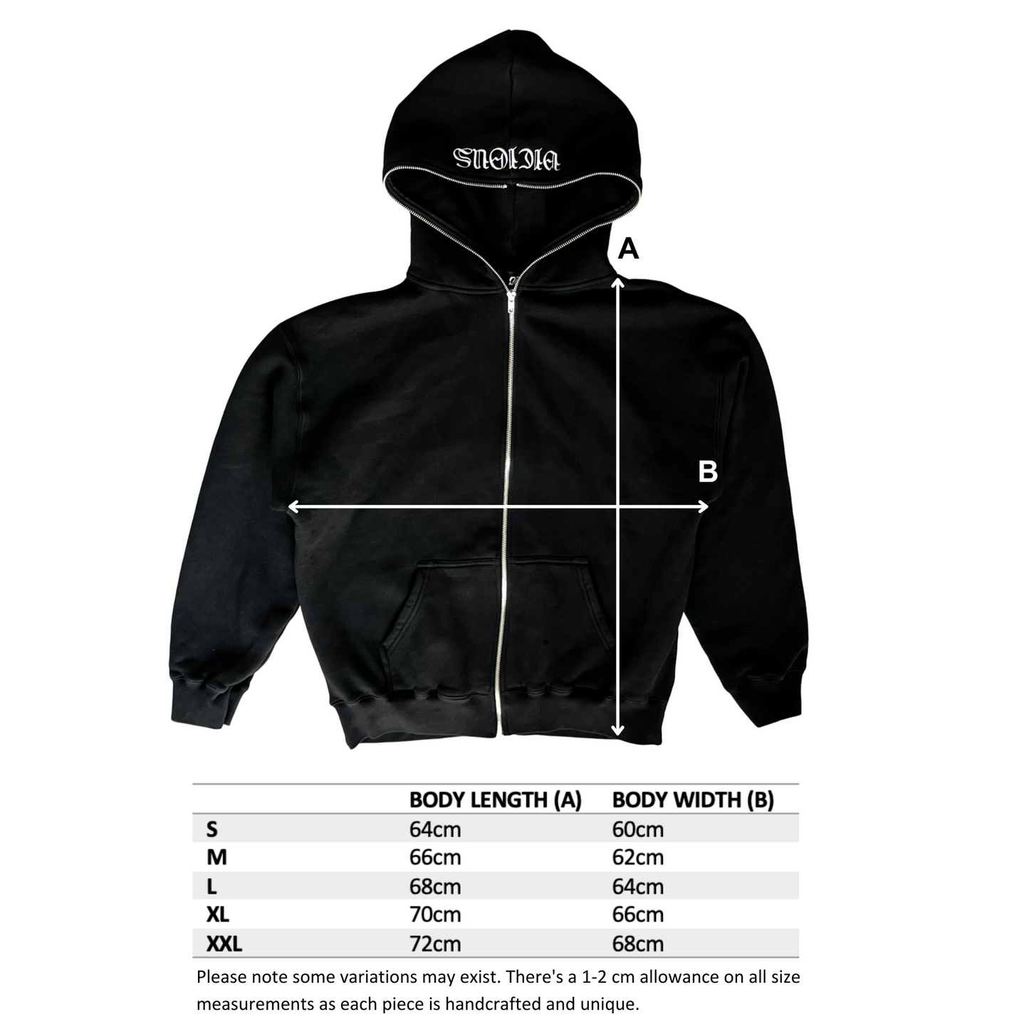 VAMPIRIC FULL ZIP HOODIE BLACK